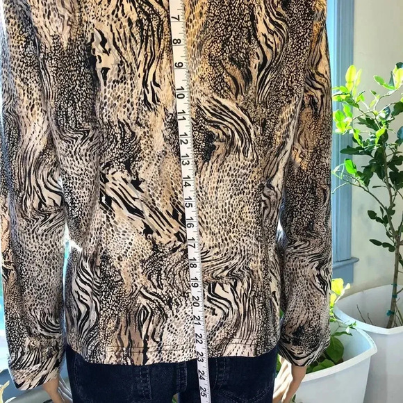 Vintage Y2K Cynthia Max Leopard print Women Denim Button Up Jacket size L - Picture 3 of 9